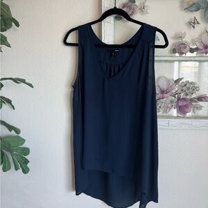 Aqua Navy Chiffon V-Neck Sleeveless Camisole